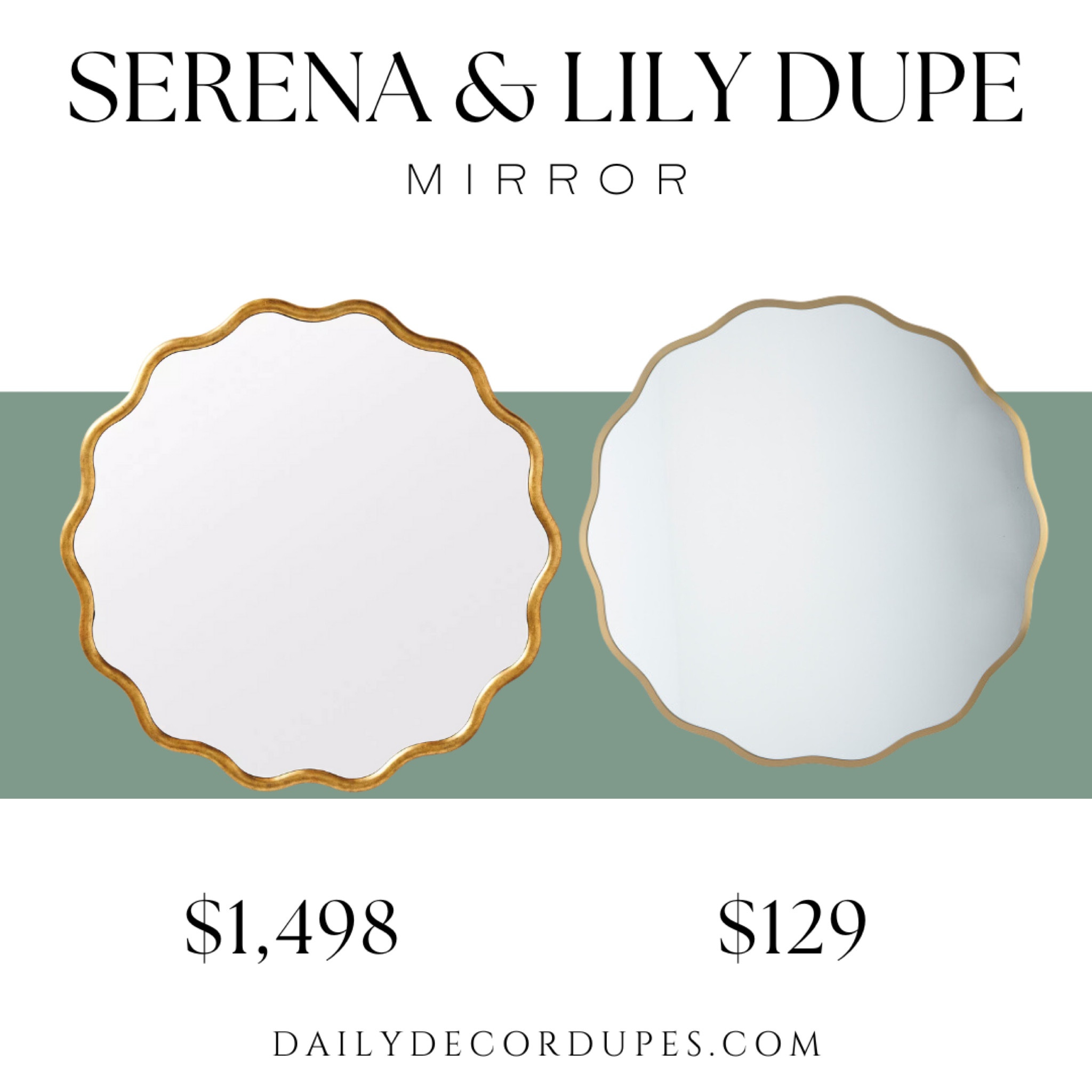 Serena & Lily dupe. Wall mirror. Gold wavy frame. Bathroom Mirror. Vanity mirror. Round mirror. Beautiful aesthetic minimalist

Dupe dupes more affordable option find replica copy cat similar look for less budget friendly affordable cheap cheaper beautiful pretty. Clearance sale coupon code discount code promo code luxury lookalike look a like Inspo inspiration inspired by idea ideas Love dupes like these? I share multiple every day in my FB group “DAILY DECOR DUPES”

#LTKhome #LTKsalealert