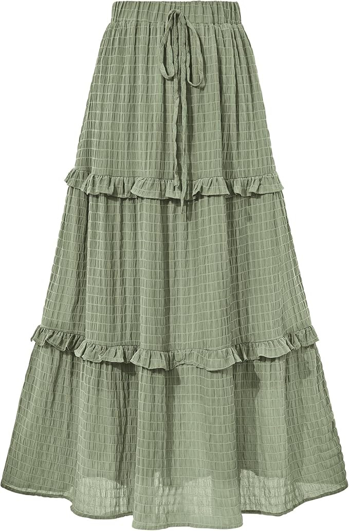 BTFBM Women's Long Summer Skirt 2026 Elegant High Waist Cocktail Party Wedding Guest Dress Flared... | Amazon (US)