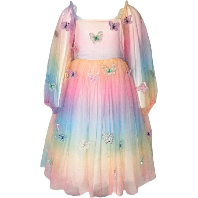 Lola + The Boys | Rainbow Butterfly Ombre Dress (Multicolor, Size 12Y) | Maisonette | Maisonette