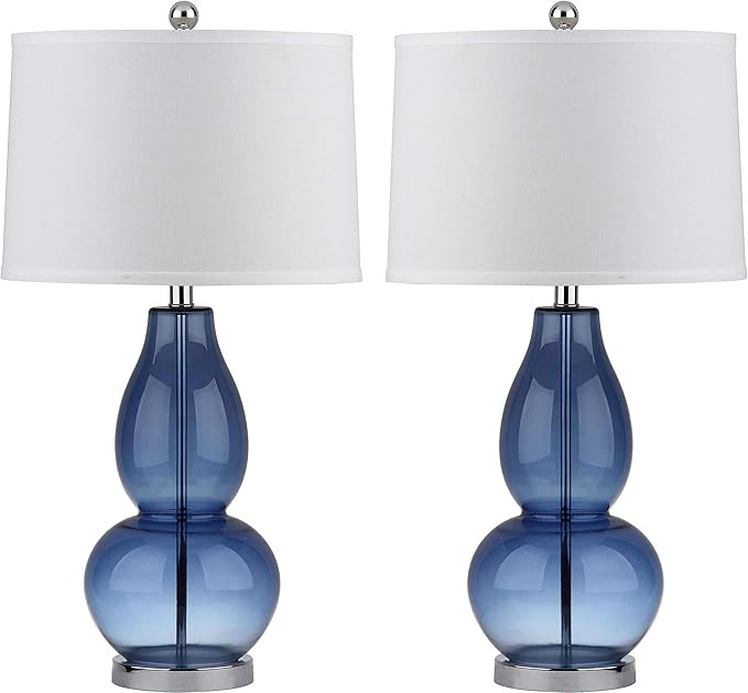 SAFAVIEH Lighting Collection Mercurio Blue Glass Double Gourd 29-inch Bedroom Living Room Home Of... | Amazon (US)