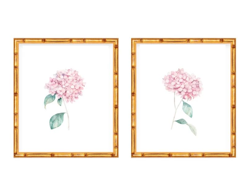 Two Art Prints Pink Hydrangeas // Nursery Decor // Hydrangea // Watercolor // Grand millennial //... | Etsy (US)