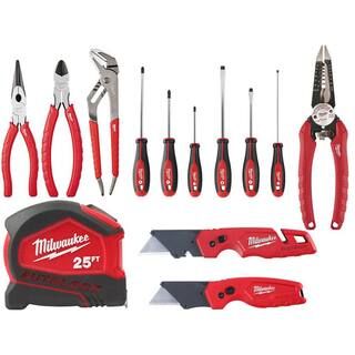 Milwaukee Pliers Kit with Screwdriver Set, 25 ft. Auto Lock Tape Measure, and FASTBACK Utility Kn... | The Home Depot