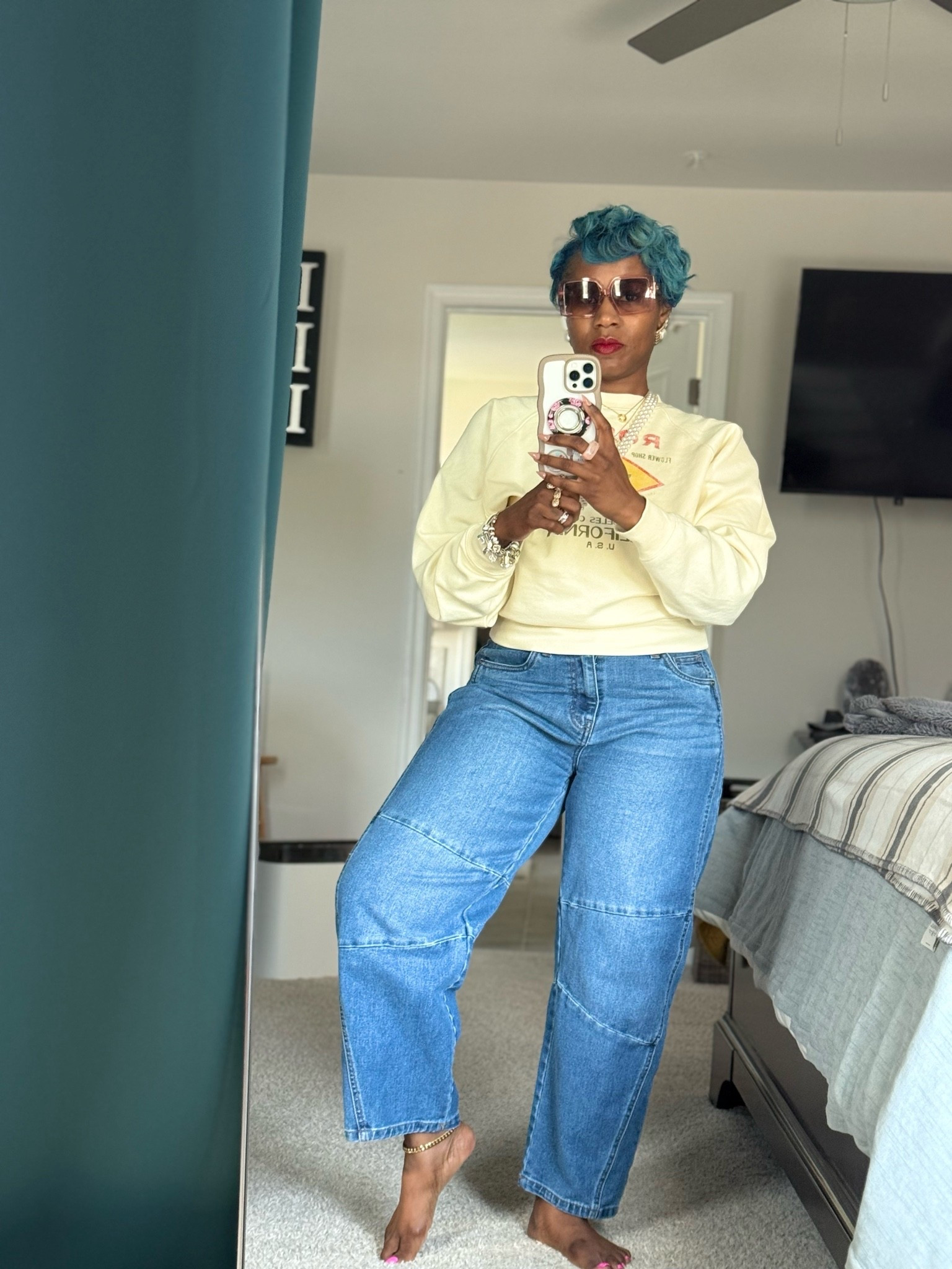 Quiet luxury but make it creative, intelligent, and soft. ✨

Today’s work-from-Bookstore look was all about feeling elevated while building behind the scenes. I spent the afternoon at Barnes & Noble working on SNHU coursework, planning, researching, and pouring into the vision I’m building one intentional step at a time.

I’m learning that luxury is not always loud.
Sometimes it looks like:
a calm nervous system,
a slow coffee,
a flexible schedule,
time to think deeply,
and the confidence to keep showing up for your goals consistently.

This look felt effortless but polished — structured denim, soft neutrals, layered jewelry, oversized sunnies, and a pop of personality. The kind of outfit that says “creative professional” without trying too hard.

Linked similar pieces for anyone building a life that feels as good as it looks. ✨
#LTKStyleTip #WorkFromAnywhere #QuietLuxury #SoftLifeStyle #CreativeProfessional #LTKFinds #ConfidenceInStyle

#LTKselfcare #LTKdayinmylife #LTKTravel