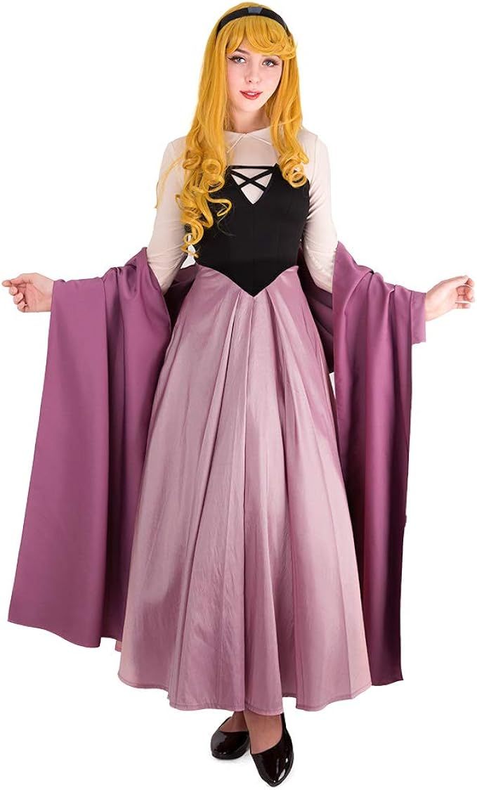 Cosplay.fm Women's Briar Rose Costume Outfit Aurora Peasant Dress with Shawl Petticoat | Amazon (US)