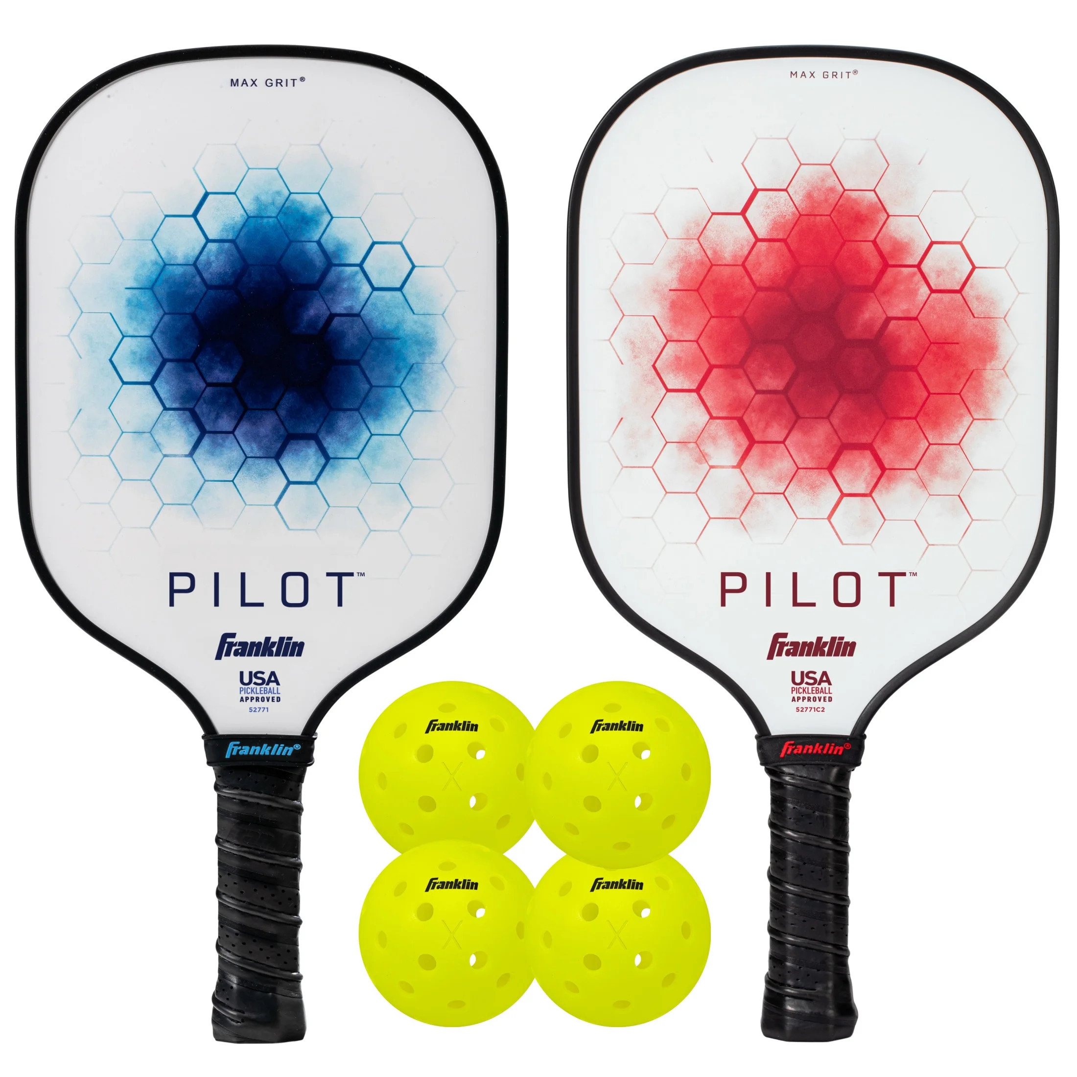 Franklin Sports Pickleball Paddle and Ball Set - (2) Pilot Fiberglass Pickleball Rackets + (4) X-... | Walmart (US)