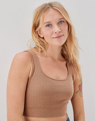 AE Super Cropped Pointelle Tank Top | American Eagle Outfitters (US & CA)