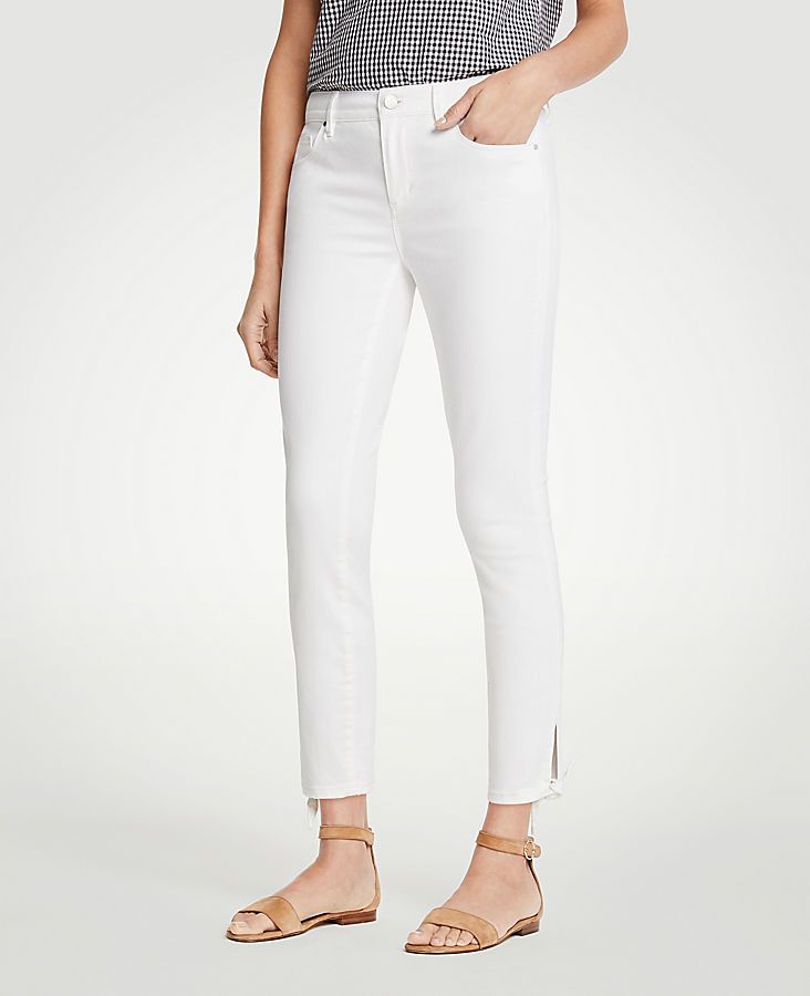 Modern Ankle Tie Skinny Crop Jeans | Ann Taylor (US)