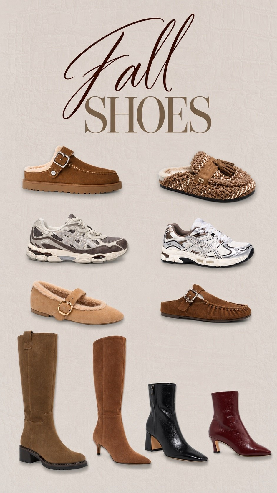 Cute fall shoes 🍂👟👢







fall shoes, fall shoes 2026, fall shoe trends, fall footwear, fall shoe inspo, women’s fall shoes, cute fall shoes, trendy fall shoes, neutral fall shoes, everyday fall shoes, fall shoe essentials, fall wardrobe staples, fall fashion, fall style, autumn shoes, autumn fashion, cozy fall shoes, fall sneakers, trendy sneakers, ASICS sneakers, neutral sneakers, brown sneakers, fall boots, tall boots, tall suede boots, brown suede boots, knee high boots, black ankle boots, burgundy boots, heeled boots, fall boot trends, suede shoes, brown shoes, fall flats, ballet flats, fuzzy flats, shearling flats, cozy flats, fall loafers, suede loafers, brown loafers, buckle loafers, fall clogs, UGG clogs, UGG fall shoes, cozy clogs, slip on shoes, brown suede shoes, neutral shoes, fall capsule wardrobe, fall outfit inspo, fall outfit ideas, chic fall style, casual fall style, fall accessories, shoes to wear for fall, best shoes for fall, must have fall shoes, fall shoe rotation, fall shoe collection, fall shoe guide, fall fashion trends 2026