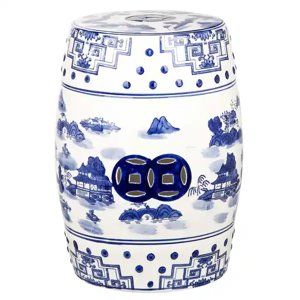 SAFAVIEH Gateless Mist Chinoiserie Blue Ceramic Decorative Garden Stool - Bed Bath & Beyond - 145... | Bed Bath & Beyond