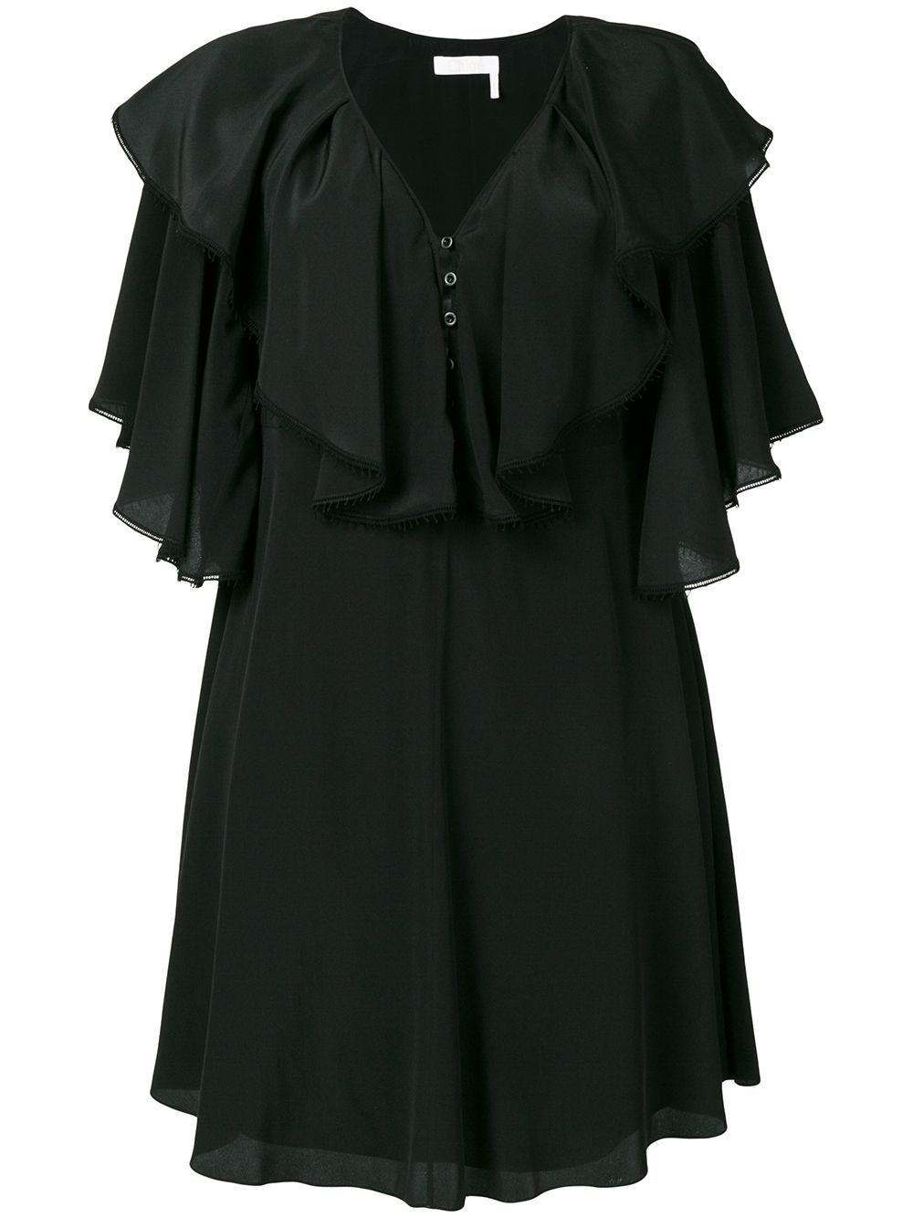 Chloé ruffle bib dress - Black | FarFetch Global