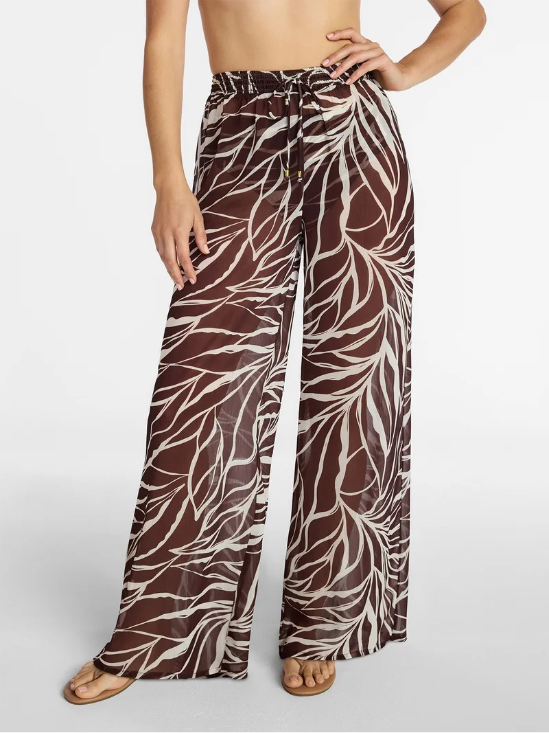 Time and Tru Women's and Women's Plus Wide Leg Coverup Pants, Sizes XS-3X | Walmart (US)
