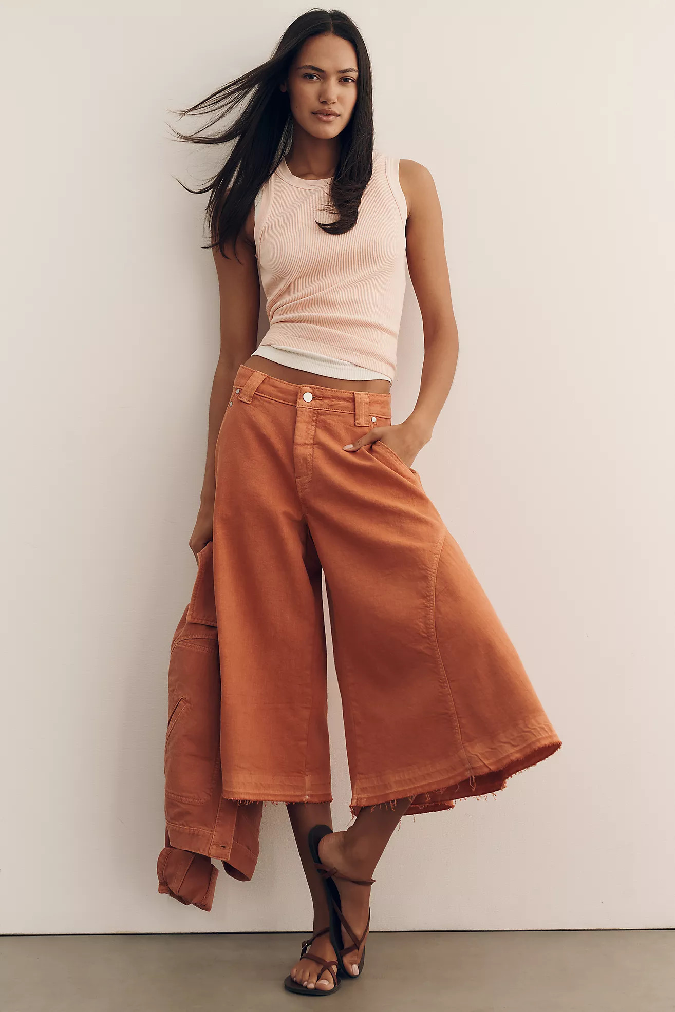 Pilcro Regenerative Cotton Circle Crop High-Rise Culotte Jeans | Anthropologie (US)