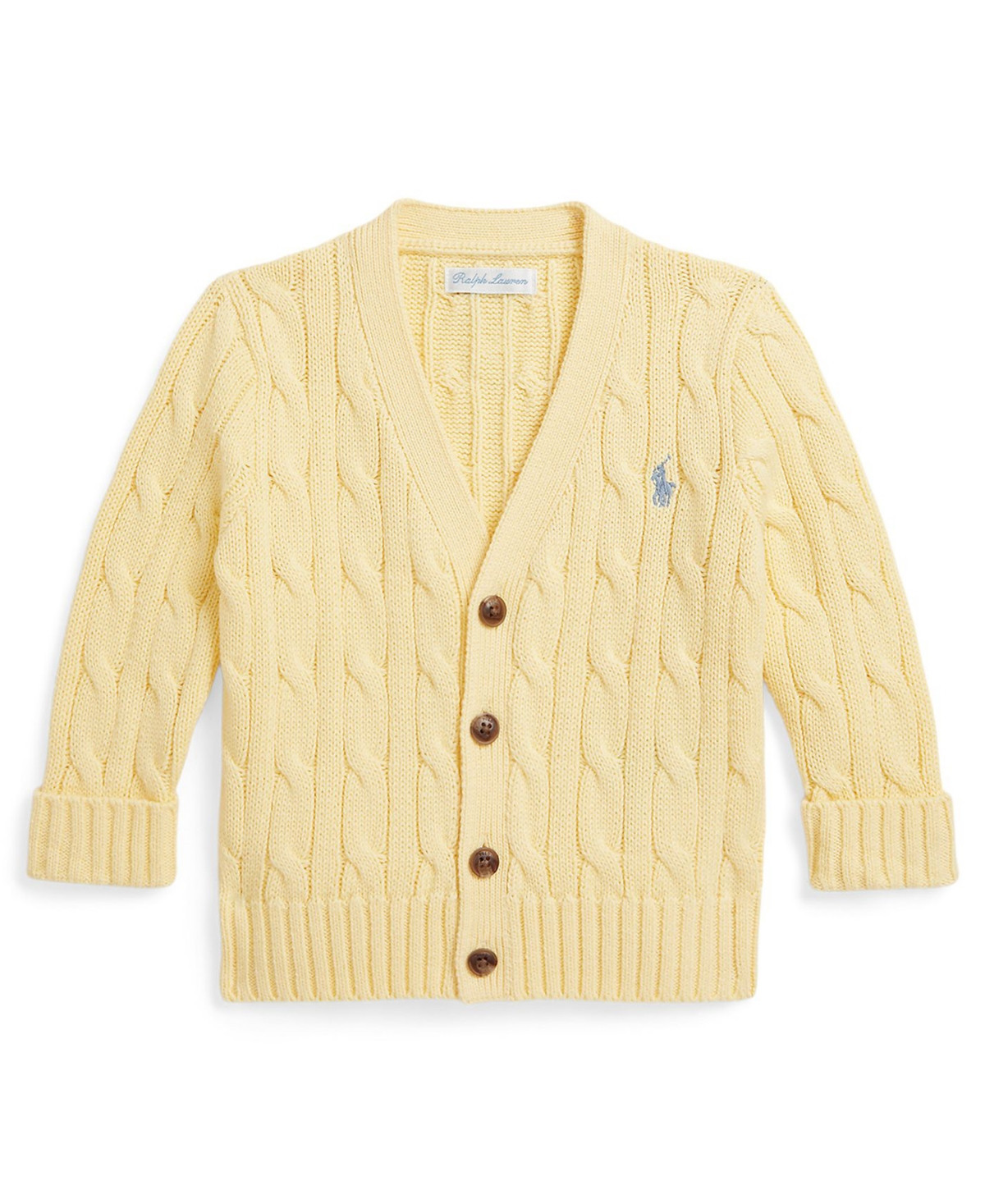Polo Ralph Lauren Baby Boys' Cable-Knit V-Neck Cardigan - Yellow | Macy's