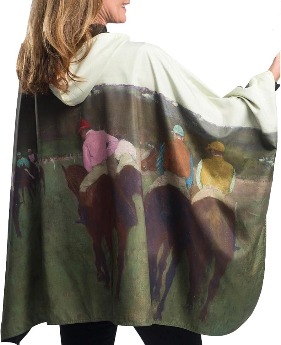 RainCaper Womens Rain Cape Poncho Coat Waterproof with Hood Reversible Fine Art | Amazon (US)
