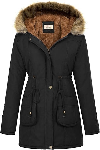 GRACE KARIN Women's Winter Coats Fleece Parkas Anoraks Hooded Military Jacket Coats | Amazon (US)