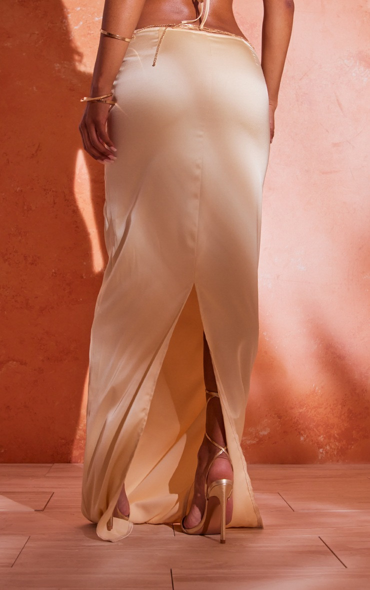 Butter Cream Satin Mid Rise Maxi Skirt | PrettyLittleThing UK