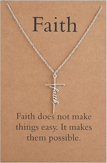 Lcherry Faith Cross Necklace Hope Belive Pendant Necklace Religious Jewelry for Women | Amazon (US)
