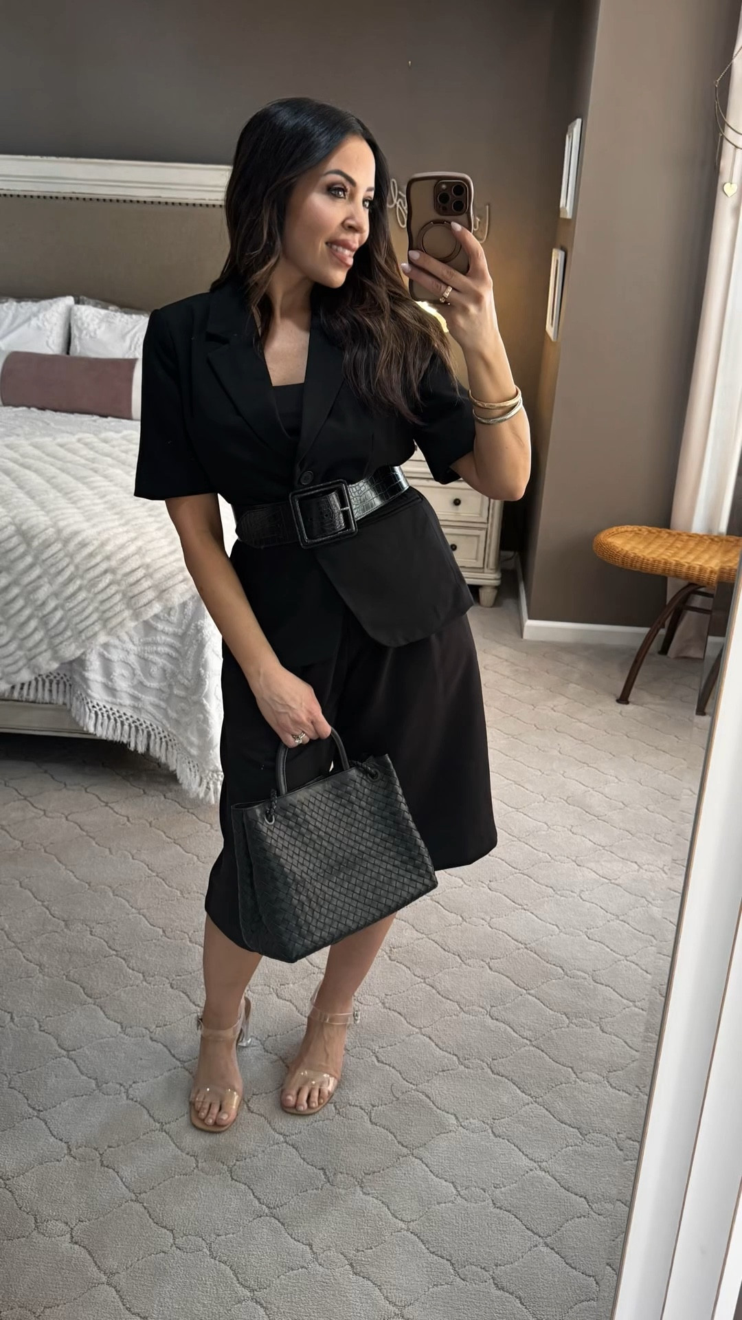 Umm, can we talk about this Walmart find?! 🖤 I am actually obsessed with this spring suit set. It’s giving 'boss babe' but also 'brunch ready' without trying too hard. I added the belt to snatched the waist, and honestly, the shorts are the perfect length! 💅✨
#walmartstyle 

#LTKOver40