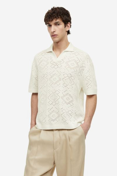 Relaxed Fit Crochet-look Polo Shirt | H&M (US + CA)