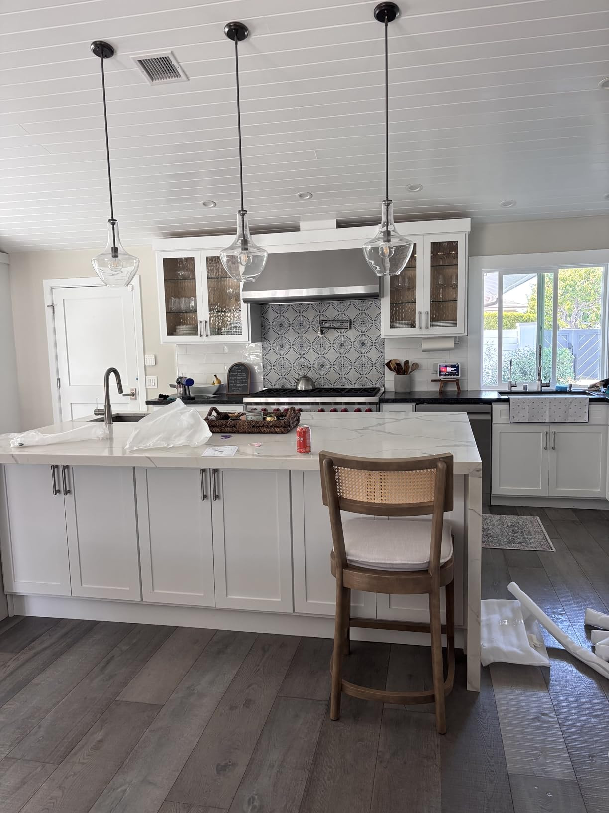 Set of 2 Wooden Counter Height Bar Stools, 26" Modern Rattan with Barstools Cane Back, Mid Centur... | Amazon (US)