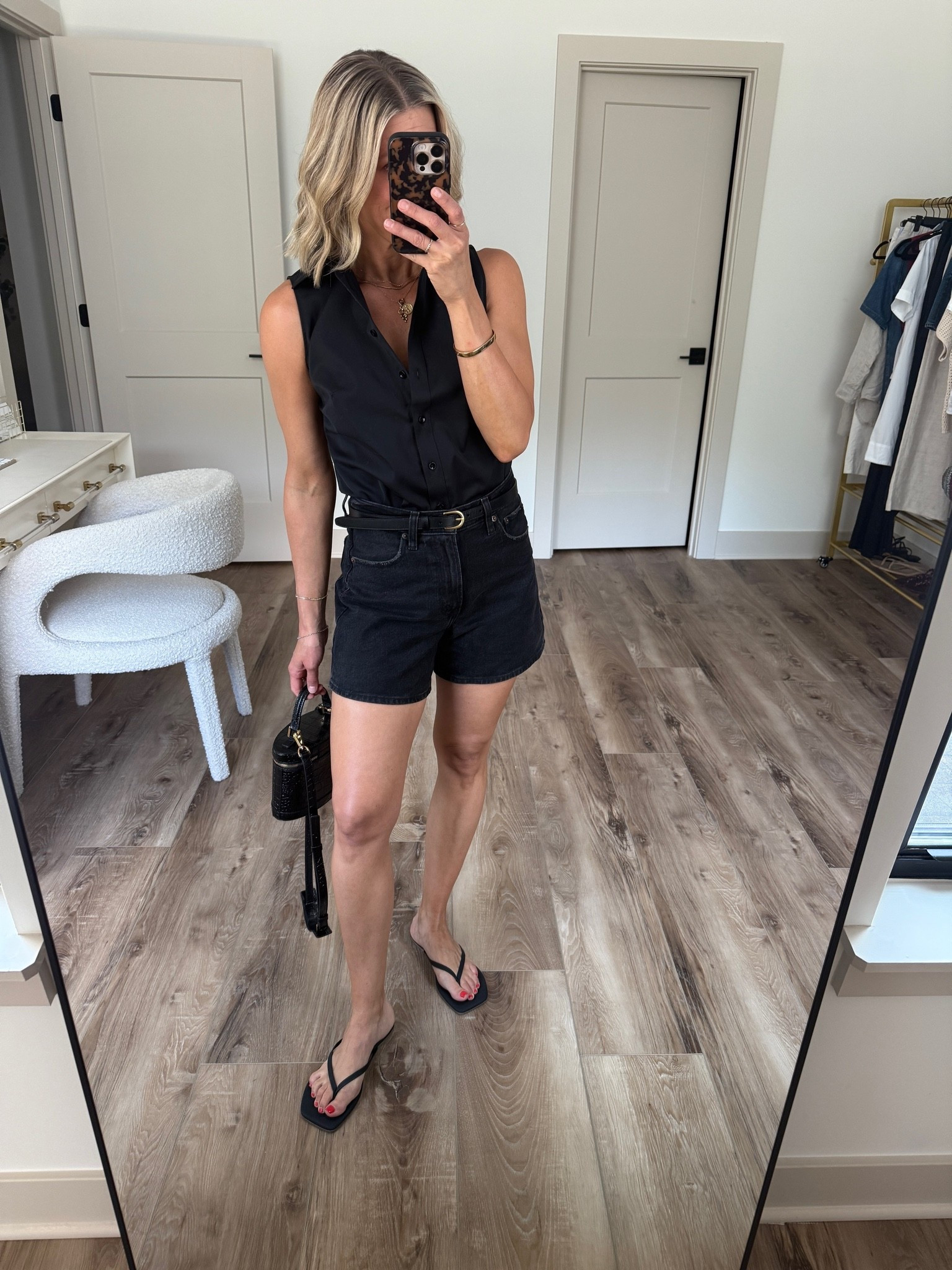 Wearing XS sleeveless shirt, 26 Jean shorts, small belt, sandals tts

#LTKootd #LTKSeasonal #LTKOver40