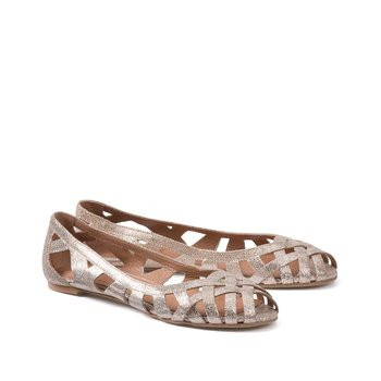 Deray Openwork Ballet Flats in Leather | La Redoute (UK)