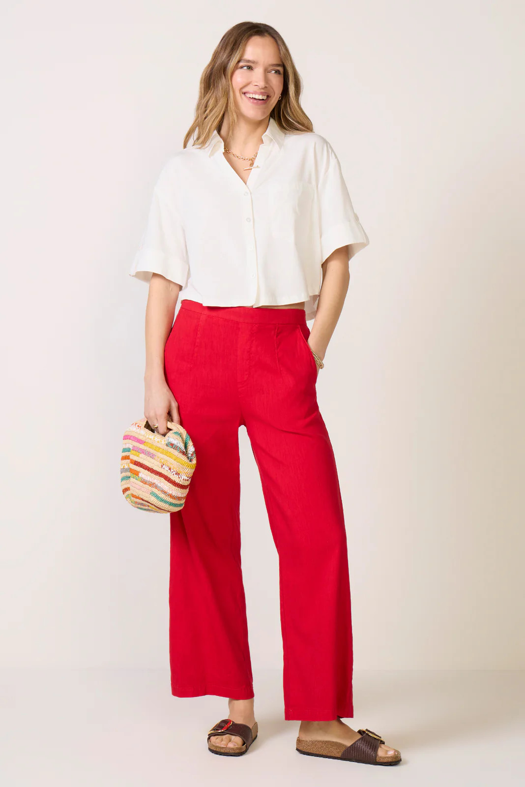 Maya Wide Leg Linen Ankle Pant | Evereve