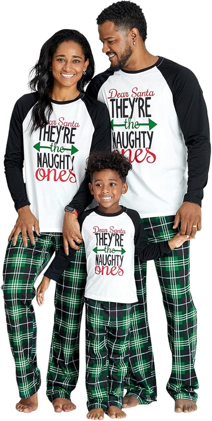PatPat Matching Family Pajamas Reindeer Plaid Printed Xmas Holiday PJs Tee and Bottom Loungewear ... | Amazon (US)