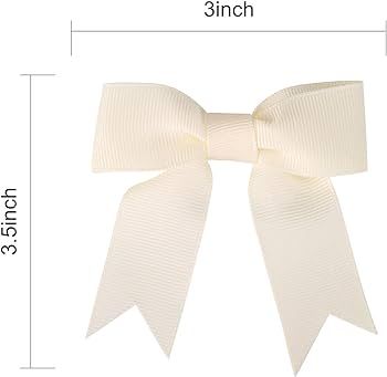Meseey 50 Pcs 3 Inches Antique White Grosgrain Ribbon Twist Tie Bows Pretied Bows Premade Craft B... | Amazon (US)