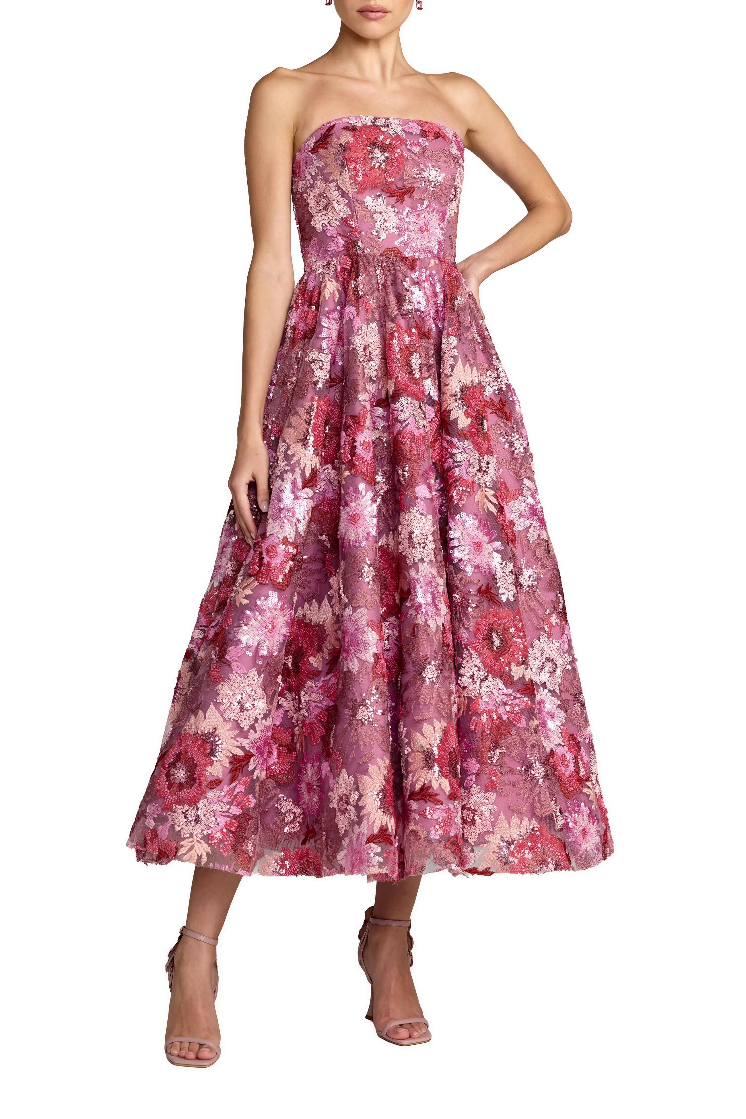 Sequin Mesh Strapless Midi Dress With Pockets (Women) | Nordstrom | Nordstrom