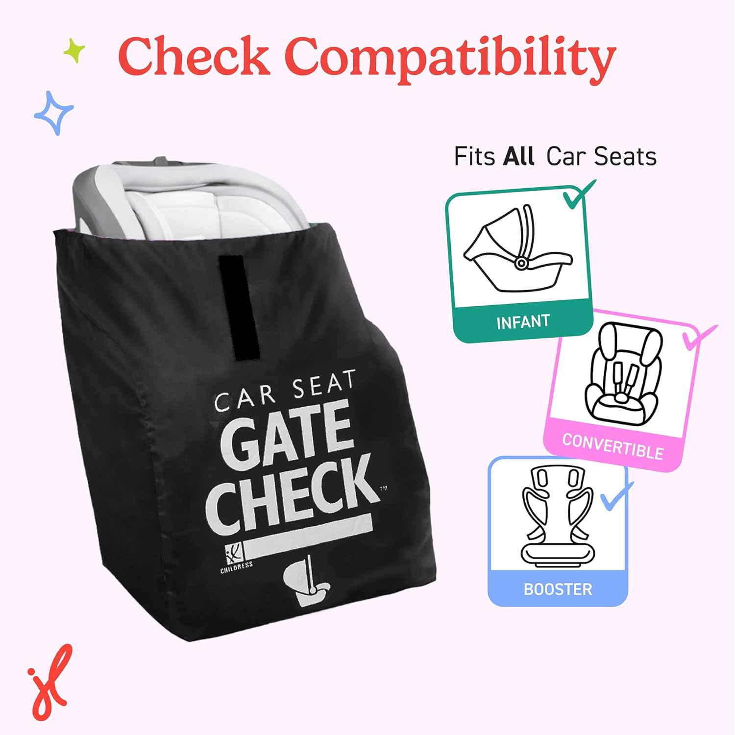J.L. Childress Gate Check Travel Bag for Car Seats - Car Seat Travel Bag for Airplane, Fits All B... | Amazon (US)