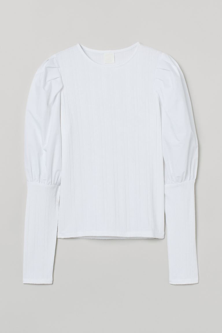 Ribbed Puff-sleeved Top | H&M (US + CA)