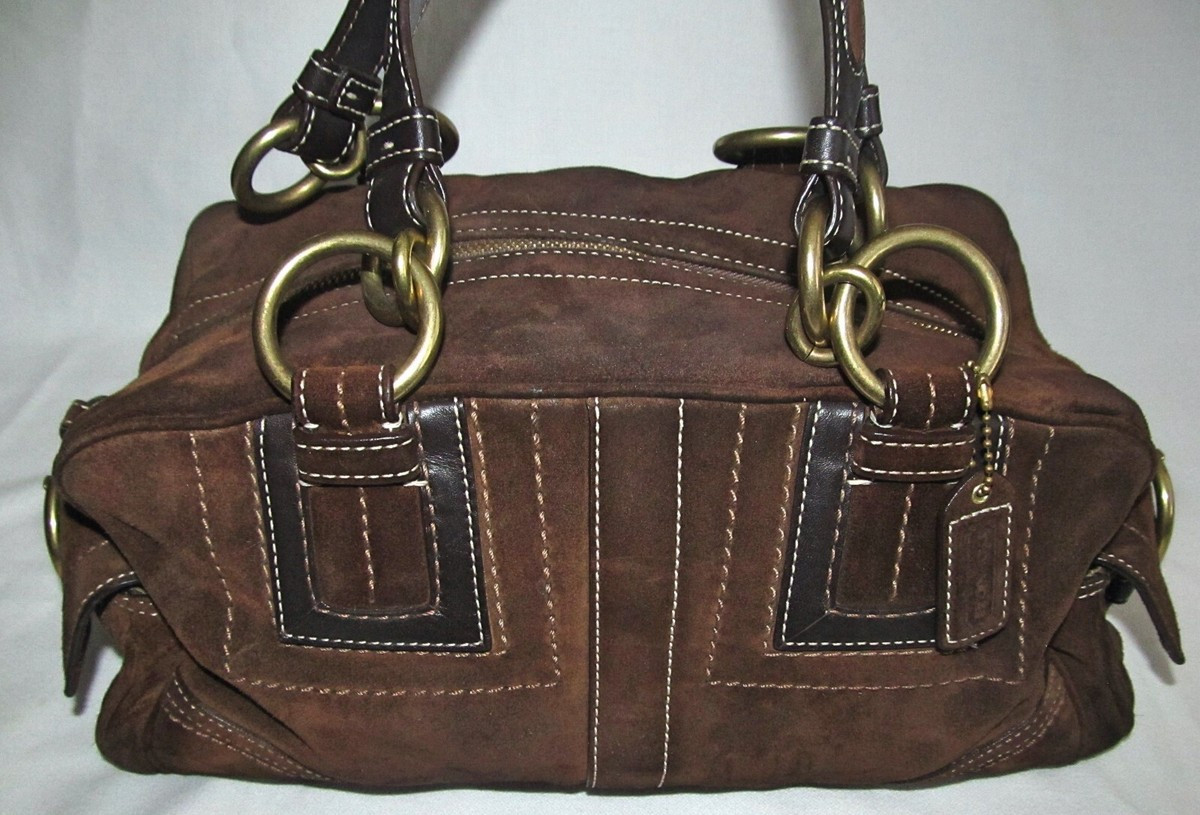 Coach 1941 Brown Suede Soho Hobo Barrel Round Buckle Shoulder Satchel Bag Purse  | eBay | eBay US