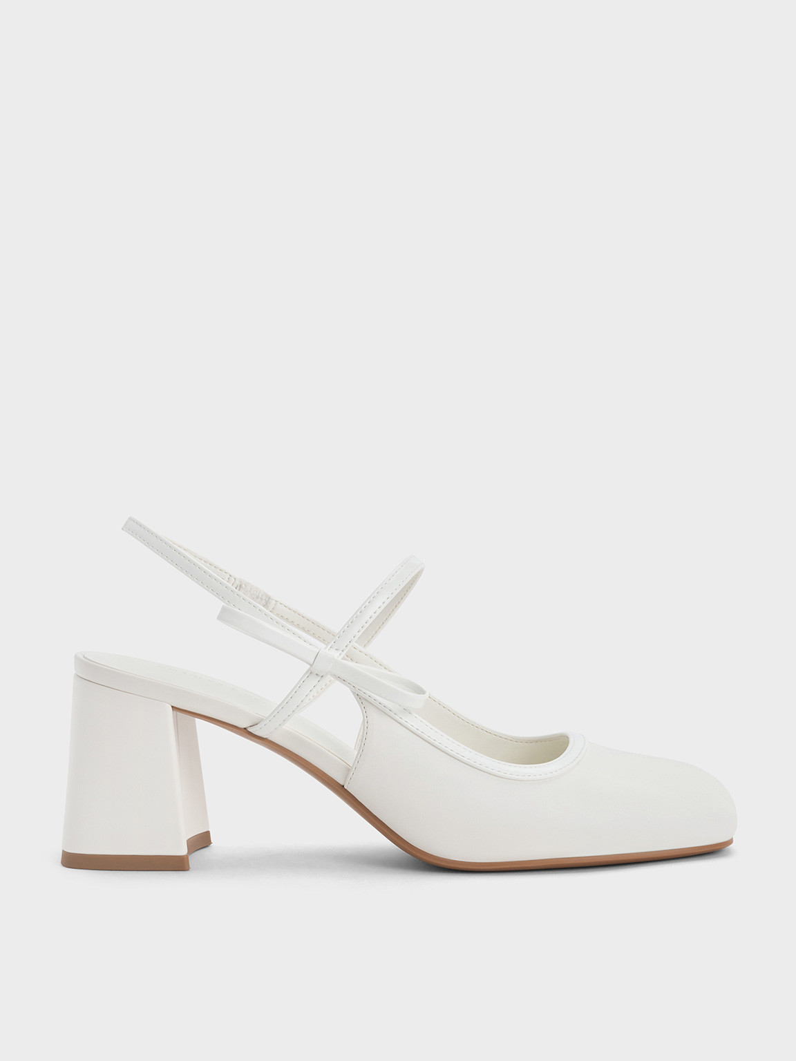 Bow Slingback Mary Jane Pumps
    
         - White | Charles & Keith EU