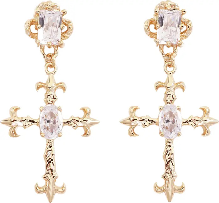 Casper Crystal Cross Drop EarringsPetit Moments | Nordstrom