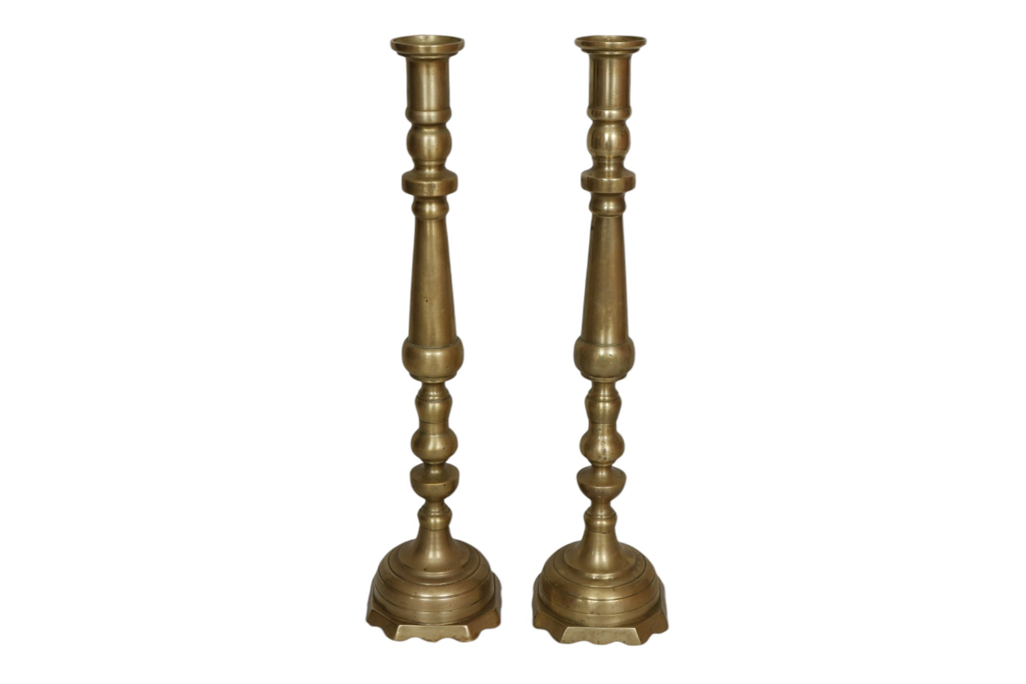 Large Brass Candlestick Holders - a Pair - Interesting Things - gold | Candle Stand, Candle Holder - Ideal For Decoration, Light | One Kings Lane