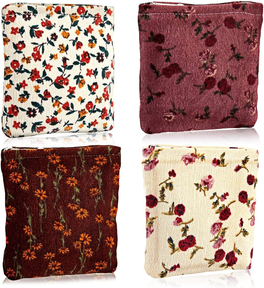 Abbylike 4 Pcs Small Makeup Bag Corduroy Cosmetic Pouch with Zipper Portable Little Bags for Purs... | Amazon (US)