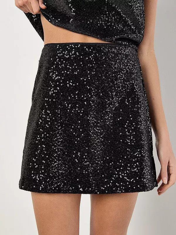 Apricot Sequin Velvet A Line Mini Skirt | Very (UK)