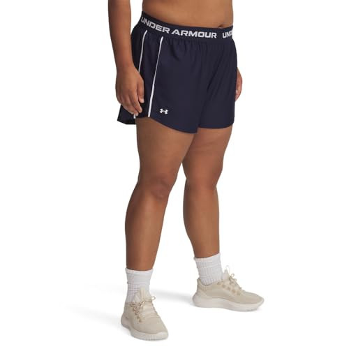 Under Armour Women's Tech Play Up Short, 3" Inseam Low Rise with Pockets, Quick Dry, Athletic Shorts for Workout, Running, and Gym, Midnight Navy/White, XX-Large | Amazon (US)