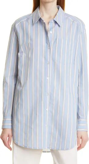 Veronica Beard Chelsea Stripe Cotton Blend Tunic Shirt | Nordstrom | Nordstrom