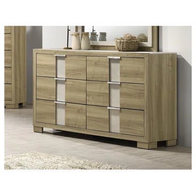Modern Driftwood 6 Drawer Dresser - Wooden Bedroom Furniture with Metal Handles, Contemporary Storage Chest for Bedroom Organization | Wayfair North America