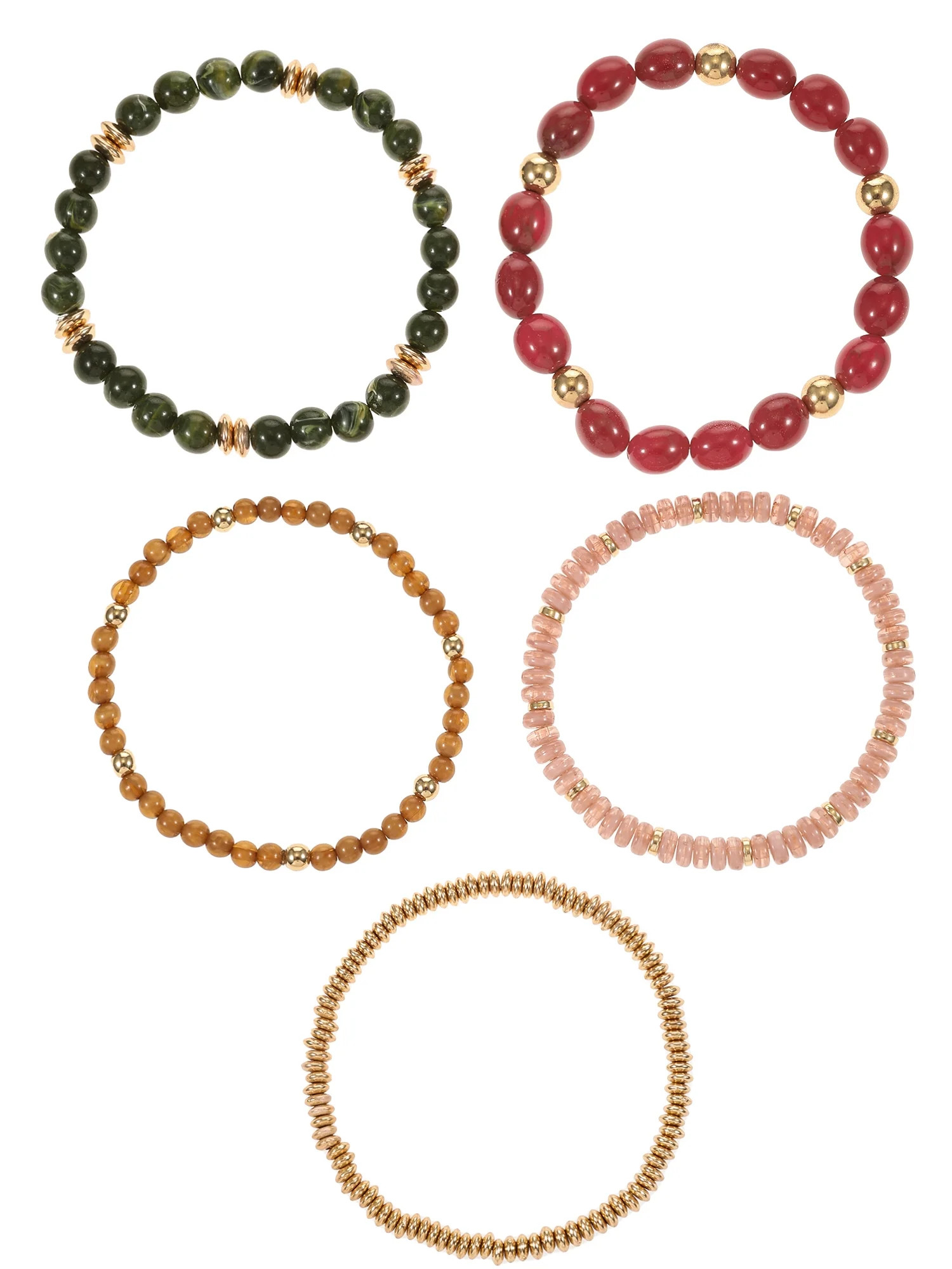 Time and Tru Beaded Stretch Bracelet Set, Multicolored, 5 Pieces | Walmart (US)