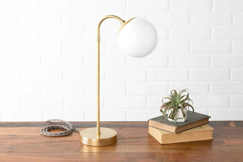 Brass Globe Lamp  Opal Table Lamp  Desk Lamp  Bedside Lamp | Etsy | Etsy (US)