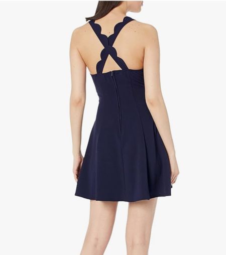 Scalloped navy dress 

#LTKSeasonal #LTKFindsUnder50 #LTKFindsUnder100
