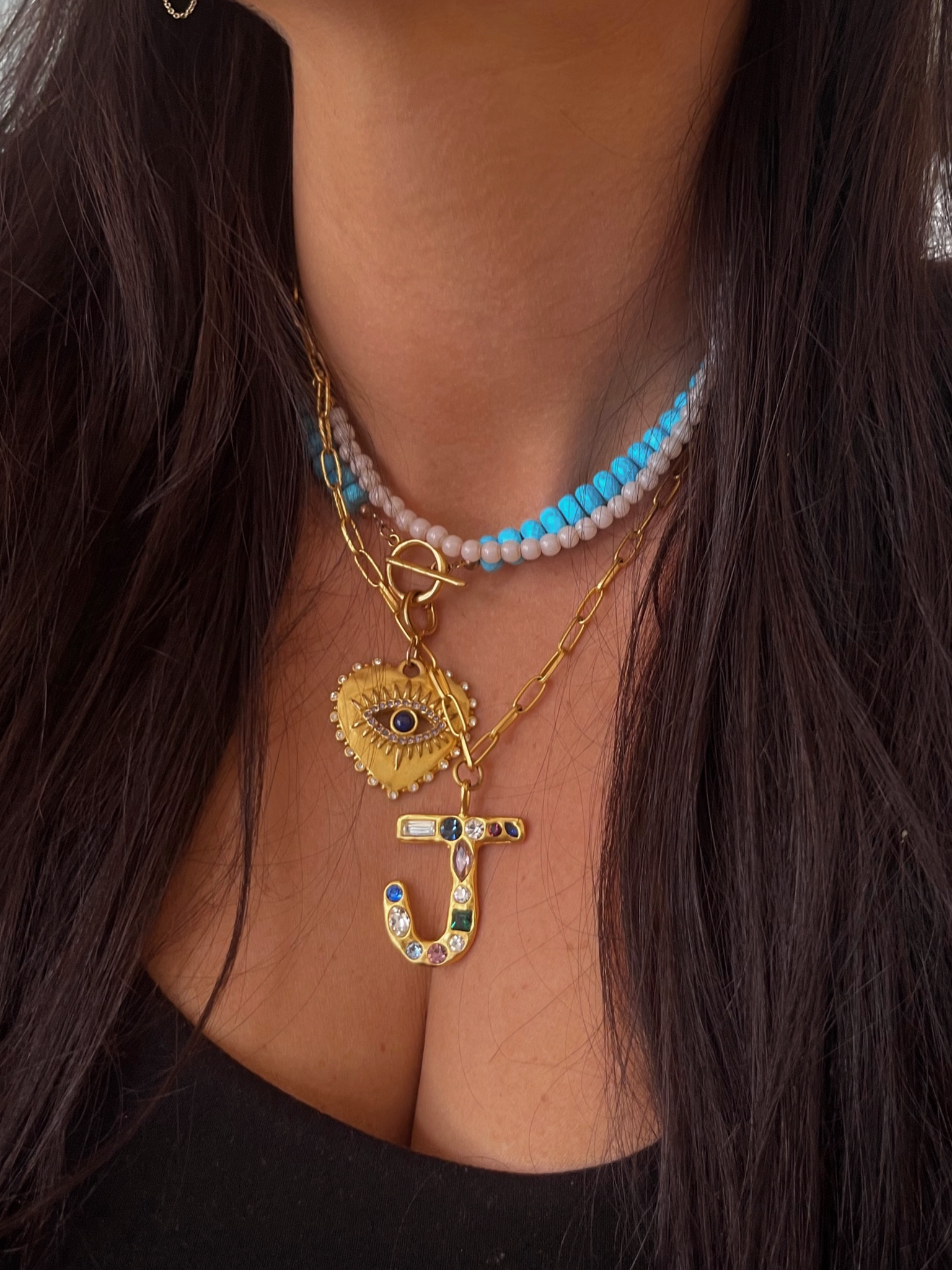 My everyday necklaces!! The turquoise one is my fav💙 code MADI20 works on their website!!