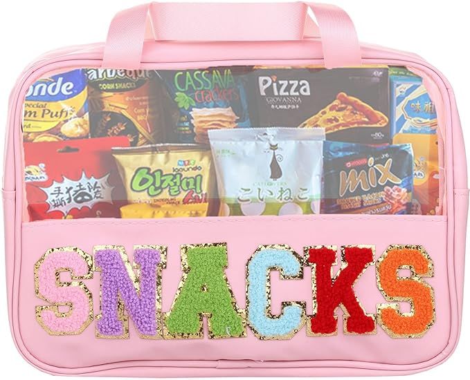 CRUOXIBB Chenille Letter Clear PVC And PU leather Large Travel Cosmetic Toiletry Storage Bag Wate... | Amazon (US)