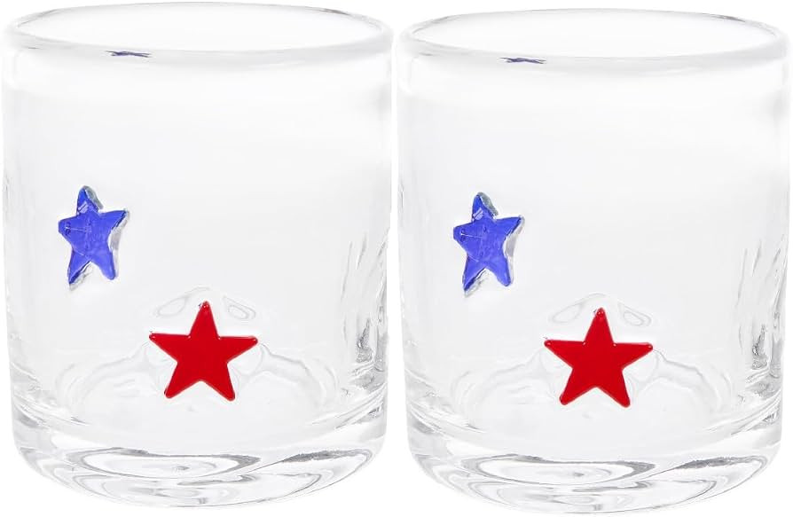 Hobby Lobby Stars Glass Tumbler, Clear, 12 oz, 3.95" H x 3.52" W, Red and Blue Star Design, Patri... | Amazon (US)