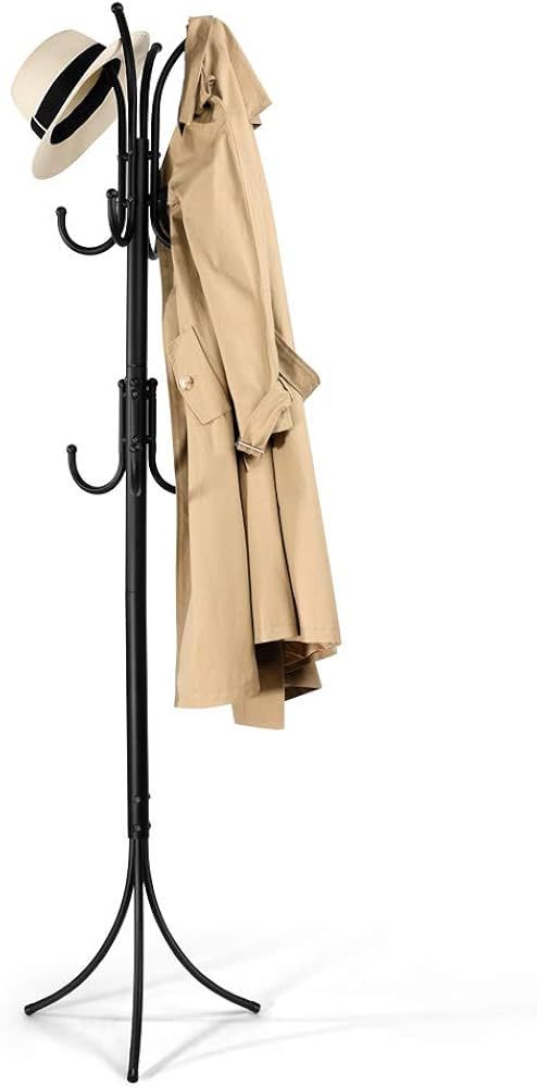 Zanflare Coat Rack Coat Tree Hats Hanger Holder 11 Hooks for Jacket,Umbrella, Tree Stand with Bas... | Amazon (US)