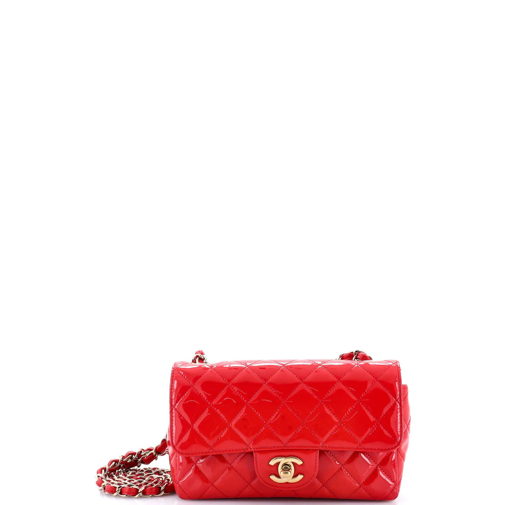 Chanel Classic Single Flap Bag Quilted Patent Mini Red 3724302 | Rebag
