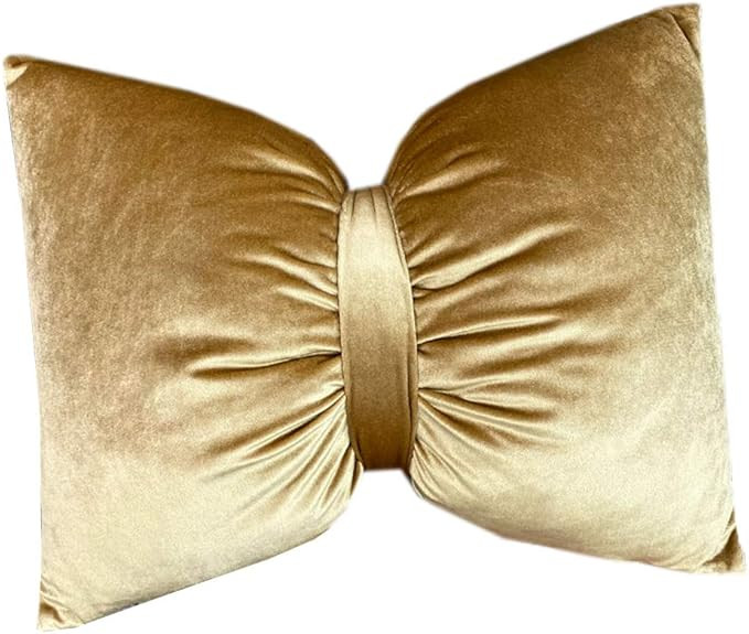 Throw Pillows Soft Velvet Bowknot Pillow Car Sofa Decorative Cushion Bow Tie Waist Pillow Plush C... | Amazon (US)